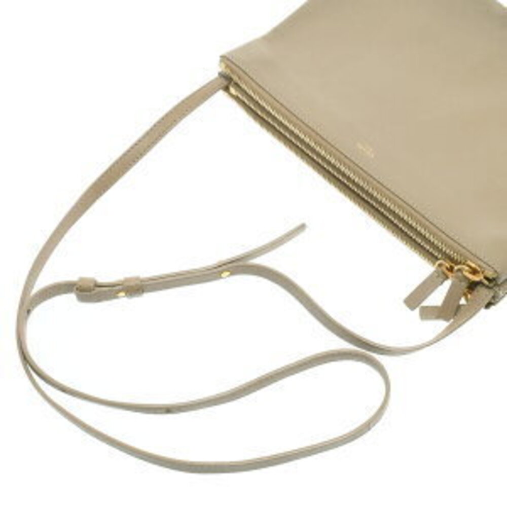 Celine Trio Shoulder Bag Greige Gray Leather - Picture 3 of 9